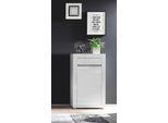 Kommode Home Affaire "Carat", Weiß (Weiß, Weiß Hochglanz), B:66Cm H:112Cm T:35Cm, Sideboards, Kommode, Breite 66 Cm, Blende In Weiß Und Betonfarben Im Lieferumfang