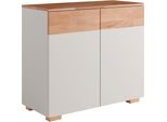 Kommode Otto Home "Citra Teilmassiv", Grau (Kernbuche Und Grau), B:90Cm H:80Cm T:40Cm, Sideboards, Kommode, Breite 90Cm,Moderne Grifflose Optik Mit Push To Open Funktion