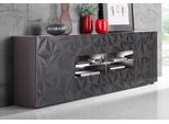 Sideboard Home Affaire "Prisma Breite 241, Kommode 2 TüRen, 4 SchubkäSten, Anrichte", Grau (Anthrazit Hochglanz Lack, Anthrazit Mit Siebdruck Hochglanz Lack), Sideboards, Sideboard, Front Mit Elegantem Siebdruck, Grifflos, Viel Stauraum