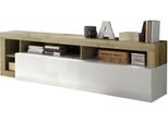 Lowboard Home Affaire "Hamburg, Tv-Bank", Braun (Weiß, Eiche Cadiz Nb), B:210Cm H:58Cm T:42Cm, Sideboards, Lowboard, Breite 210 Cm