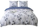 Biancheria Da Letto In Raso 160X200Cm Fiori Blu Navy