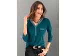 3/4-Arm-Shirt "Shirt", Damen, Gr. 46, Blau (Petrol), 50% Baumwolle, 50% Modal, Unifarben, Rundhals, Shirts 3/4-Arm-Shirt