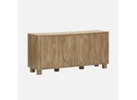 Credenza Esotica Effetto Legno Di Mango 4 Ante, 155Cm, Albero Di Mango