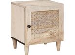 Syfax™ Armadio Da Notte Beige 40 X 33 X 46 Cm Legno Massello Di Acacia