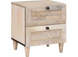 Syfax™ Armadio Da Notte Beige 40 X 33 X 46 Cm Legno Massello Di Acacia