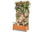 Fioriera Costway Con Traliccio E Tetto, Fioriera In Legno Di Abete, Letto Rialzato Con Traliccio E Fori Di Drenaggio, Traliccio Da Giardino, Per Giardino 90X44,5X183,5Cm