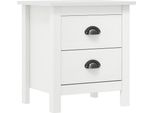 The Living Store Comodino Hill White 46X35X49,5 Cm In Legno Di Pino Massiccio