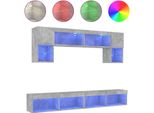 Syfax™ Mobili Tv A Muro Con Led 6Pz Grigio Cemento Legno Multistrato
