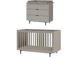Babymöbel-Set GERMANIA Tomino, grau (steingrau), B:264cm H:102cm T:75cm, Holzwerkstoff, Schlafzimmermöbel-Sets, Babymöbel-Set, modernes Design, mitwachsendes Komplett-Set, GS-zertfiziert