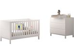 Babymöbel-Set VIPACK Set best. aus Babybett 70/140, Kommode 3 Schubladen, Wickelaufsatz, weiß, ohne Matratze, B/H: 70cm x 140cm, Schlafzimmermöbel-Sets, Babymöbel-Set, in gradlinigem Design, pflegeleichte lackierte Oberfläche in Weiß
