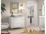 Babymöbel-Set VIPACK, weiß, B:100cm H:103cm T:57cm, MDF, Schlafzimmermöbel-Sets, Babymöbel-Set, best. aus Schubladen-Kommode und Wickelaufsatz, Ausf. Weiß
