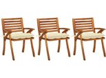 The Living Store Sedie Da Pranzo Da Giardino Con Cuscini 3 Pz. Legno Massiccio Di Acacia