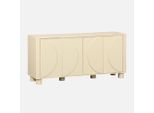 Credenza Esotica Effetto Legno Di Mango 4 Ante, 155Cm, Beige