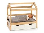 Puppenbett MUSTERKIND Puppen-Hausbett Viola, natur/weiß, grau (natur, weiß, grau), Puppenmöbel, KinderB:31cm H:50cm T:55cm, Holz, aus Holz, B:31cm H:50cm T:55cm