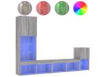 Syfax™ Mobili Tv A Muro Con Led 4Pz Grigio Sonoma In Legno Multistrato