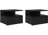 Syfax™ Comodino Flottante 2 Pcs Rovere Nero 40 X 31 X 28 Cm