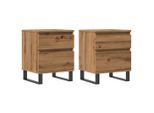 Syfax™ Comodini 2Pz Rovere Artigianale 40X35X50 Cm Legno Multistrato
