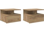 Syfax™ Comodino Flottante 2 Pcs Rovere Artigianale 40 X 31 X 28 Cm
