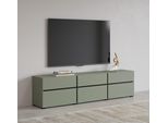 Lowboard Otto Home "Cross, Moderne Grifflose Tv-Kommode,3 Klappen/3 SchubkäSten", Schwarz (Salbei, Schwarz), B:180Cm H:48,2Cm T:40Cm, Sideboards, Lowboard, Breite 180 Cm, Tv-Schrank Mit Viel Stauraum, Tv-Board