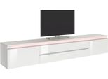 Lowboard Home Affaire "Magic,Lowboard,Tv-Kommode,Tv-MöBel,Tv-Bank", Weiß (Weiß Hochglanz), B:240Cm H:40Cm T:40Cm, Sideboards, Lowboard, Hochglanzlackiert, Alugriff, 2 TüRen, 2 SchubkäSten,B/T/H 240×40×40 Cm
