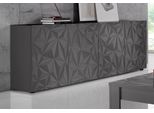 Sideboard Home Affaire "Prisma Breite 241, Kommode 4 TüRen, Anrichte", Grau (Anthrazit Hochglanz Lack, Anthrazit Mit Siebdruck Hochglanz Lack), Sideboards, Sideboard, Front Mit Elegantem Siebdruck, Grifflos, Viel Stauraum