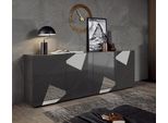 Sideboard Home Affaire "Vittoria, Breite 241 Cm, 4 TüRen", Grau (Anthrazit Hochglanz Lack), B:241Cm H:84Cm T:42Cm, Sideboards, Sideboard, Fronten Mit Siebdruck Und Spiegelfront