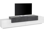 Lowboard Home Affaire "Coro,Lowboard,Tv-Kommode,Tv-MöBel,Tv-Bank", Schwarz-Weiß (Weiß Hochglanz, Schieferfarben), B:240Cm H:51,6Cm T:45Cm, Sideboards, Lowboard, Mit 3 Klappen, (B/T/H) 240X45X51,6 Cm