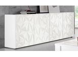 Sideboard Home Affaire "Prisma Breite 241, Kommode 4 TüRen, Anrichte", Weiß (Weiß Hochglanz Lack, Weiß Mit Siebdruck Hochglanz Lack), Sideboards, Sideboard, Front Mit Elegantem Siebdruck, Grifflos, Viel Stauraum