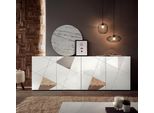 Sideboard Home Affaire "Vittoria, Breite 241 Cm, 4 TüRen", Weiß (Weiß Hochglanz Lack), B:241Cm H:84Cm T:42Cm, Sideboards, Sideboard, Fronten Mit Siebdruck Und Spiegelfront