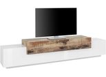 Lowboard Home Affaire "Coro,Lowboard,Tv-Kommode,Tv-MöBel,Tv-Bank", Weiß (Weiß Hochglanz, Ahornfarben), B:240Cm H:51,6Cm T:45Cm, Sideboards, Lowboard, Mit 3 Klappen, (B/T/H) 240X45X51,6 Cm