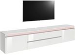 Lowboard Home Affaire "Magic,Lowboard,Tv-Kommode,Tv-MöBel,Tv-Bank", Weiß Hochglanz, B:240Cm H:55Cm T:40Cm, Sideboards, Lowboard, Hochglanzlackiert, Alugriff, 2 TüRen, 2 SchubkäSten,B/T/H 240×40×55 Cm