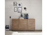 Sideboard Home Affaire "Jupiter, Breite 181 Cm, Kommode 3 TüRen - Soft Closing, Anrichte", Braun (Mercure Nb Holzstruktur), B:181Cm H:90Cm T:44Cm, Sideboards, Sideboard, Moderne Griffblende, Fsc, Cleveres Stauraumkonzept