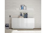 Sideboard Home Affaire "Jupiter, Breite 181 Cm, Kommode 3 TüRen - Soft Closing, Anrichte", Weiß (Weiß Hochglanz Lack), B:181Cm H:90Cm T:44Cm, Sideboards, Sideboard, Moderne Griffblende, Fsc, Cleveres Stauraumkonzept