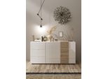 Sideboard Home Affaire "Venus, Kommode", Weiß (Weiß Hochglanz Lack, Eiche Cadiz Nb), B:181Cm H:86Cm T:44Cm, Sideboards, Sideboard, Breite 181 Cm