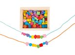 Piede Piccolo 7594 Infilatura Creativa, Scatola Di Legno Con Forme E Nastri, Colorata (1 Set)