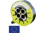 Masterplug 51266 Avvolgicavo Con Guida Per Cavi 8 M, Grigio-Verde - 4 Prese Con Messa A Terra E Protezione Da Sovratensioni