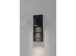 Konstsmide Modena Numero Civico Nero Applique In Alluminio Laccato Nero Con Vetro Trasparente Incl. Numero Civico