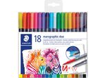 Staedtler® 3001 TB18 Penne Con Punta In Fibra Marsgraphic Duo 18 Colori Assortiti