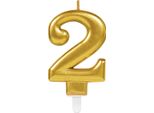 Amscan 9901774 - Candela Numero 2, Altezza 9,3 Cm, Oro, Candela Per Torta, Compleanno