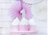 Candela Di Compleanno Numero 1 Con Glitter 7Cm Argento