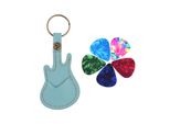 Borsa Porta Plettri In Pelle A Forma Di Chitarra Con Portachiavi 5 Pezzi Plettri In Celluloide Accessori Per Strumenti A Corda