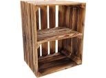 Holzkisten Geflammt 3Er Set 50 X 40 X 30Cm Ablage Kurz