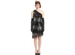 Abito Anni '20 In Paillettes Da Donna Nero-Argento - M/L