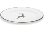 Ceramica Gmundner Cervo Grigio, Piatto Ovale Con Bandiera (21X14Cm)