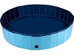 Maxxpro Piscina Per Cani 160 X 30 Cm - Razze Canine Di Grandi Dimensioni - Pieghevole - Fondo Antiscivolo - Con Valvola Di Scarico - Blu