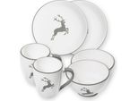 Ceramica Gmundner Cervo Grigio, Colazione In Cottage Per 2 Tazze