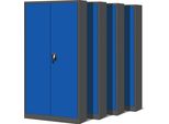 Set Di 4 Schedari C001H Armadio Per Ufficio Armadio In Metallo Armadio In Acciaio Armadio Per Utensili Armadio In Lamiera D'acciaio Verniciato A Polvere Armadio Con Ante A Battente Chiudibile A Chiave 195 Cm X 90 Cm X 40 Cm Colore: Antracite/Blu
