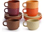 Miamio - Set Di 6 Tazze Da Espresso Da 75 Ml Con Supporto In Ceramica Stoneware