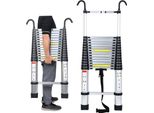Scala Telescopica Jopassy Con Ganci Scala A Pioli In Alluminio Argento Scala Pieghevole 4,4 M