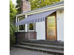 Tenda Da Sole Fiqops Resistente Ai Raggi Uv E All'acqua, Retrattile 4M, Blu E Bianca